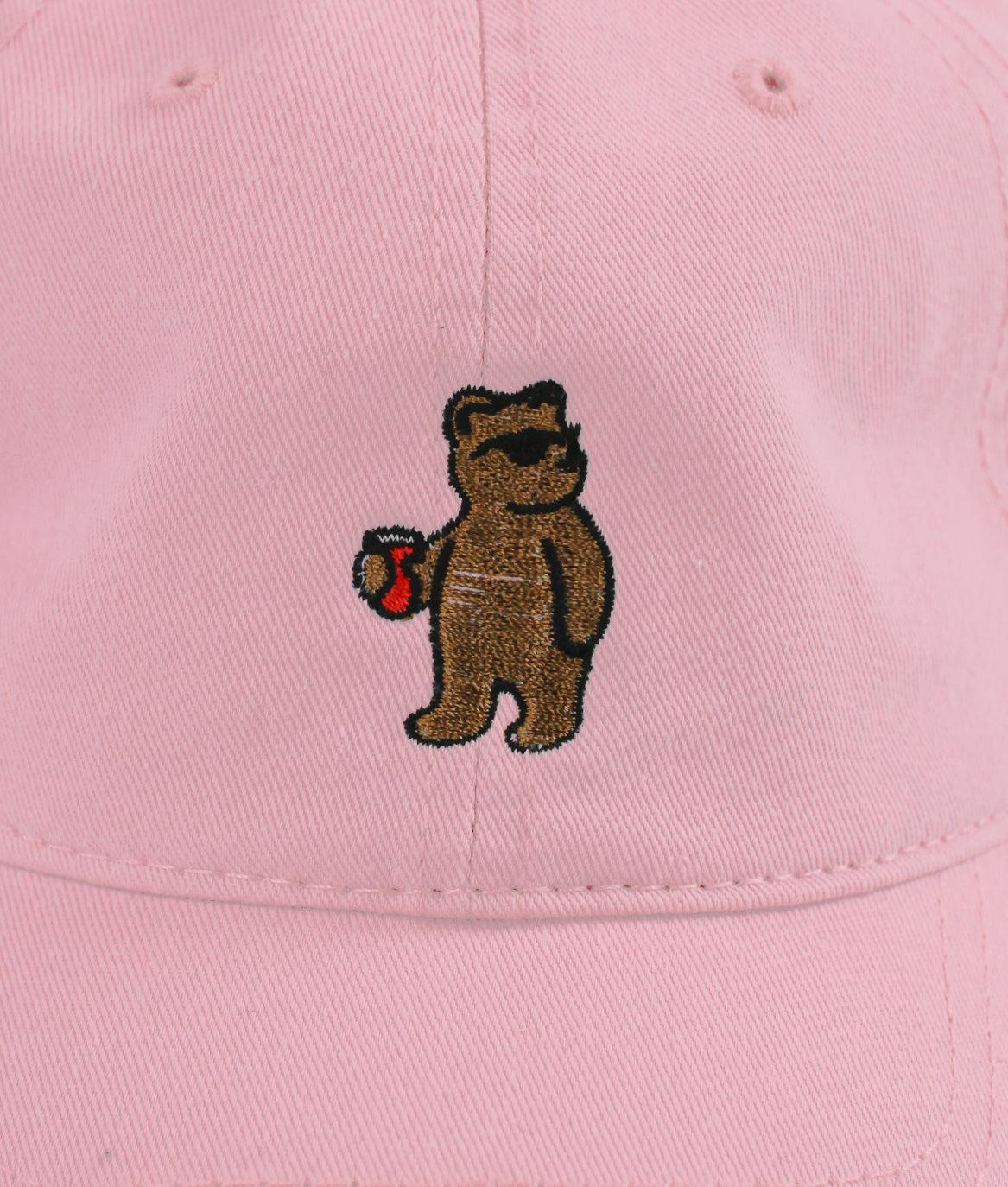 Riot Bear Embroidered Dad Hat - Pink - - Riot Society