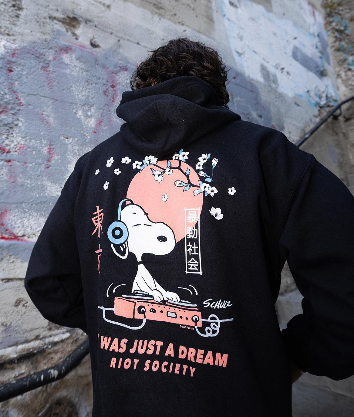 Peanuts Snoopy Japan DJ Mens Hoodie - Black - - Riot Society