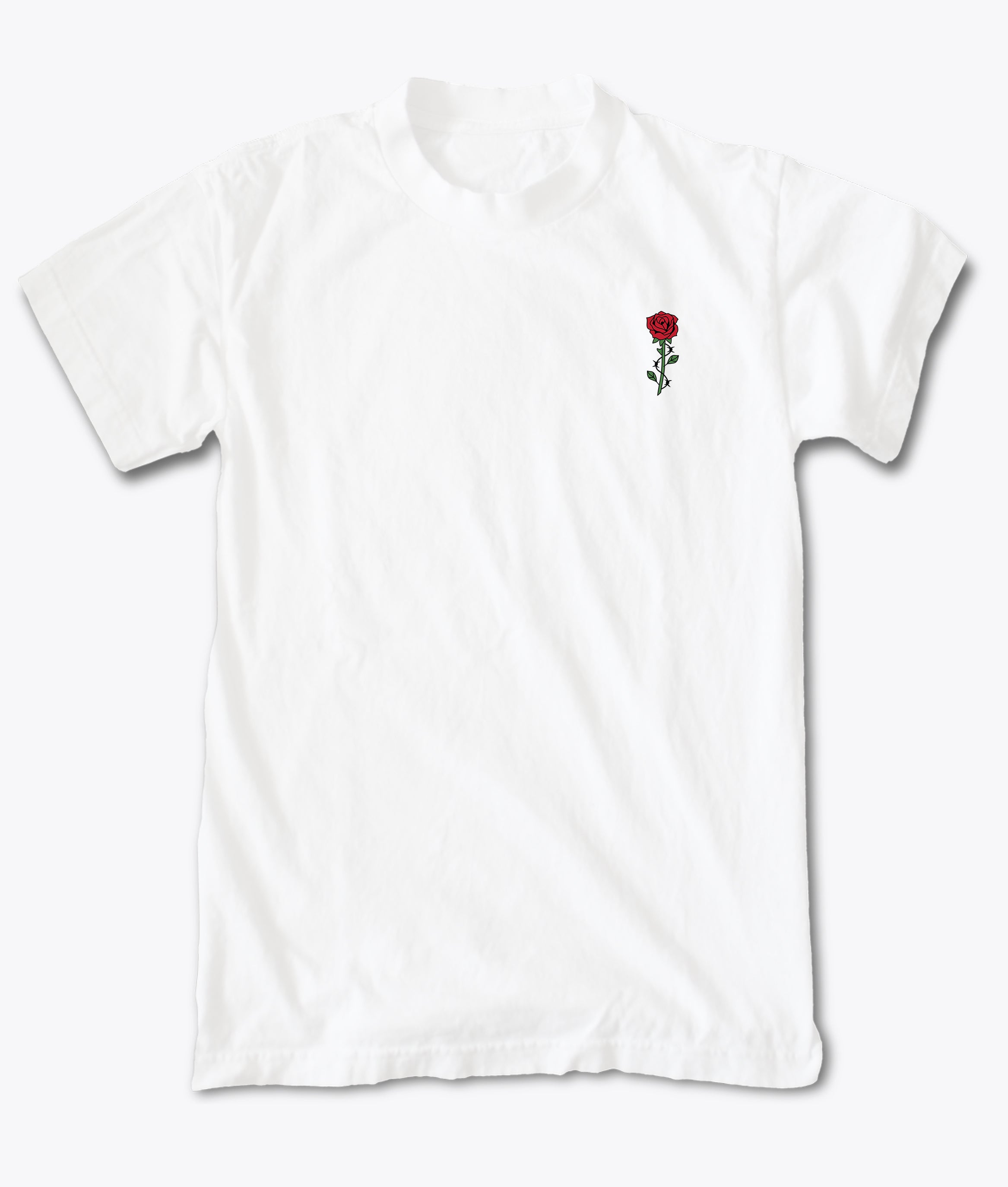 Barbed Wire Rose Embroidered Mens T-Shirt - White – Riot Society