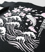 Koi Cherry Blossoms Wave Girls Tee - Black - - Riot Society