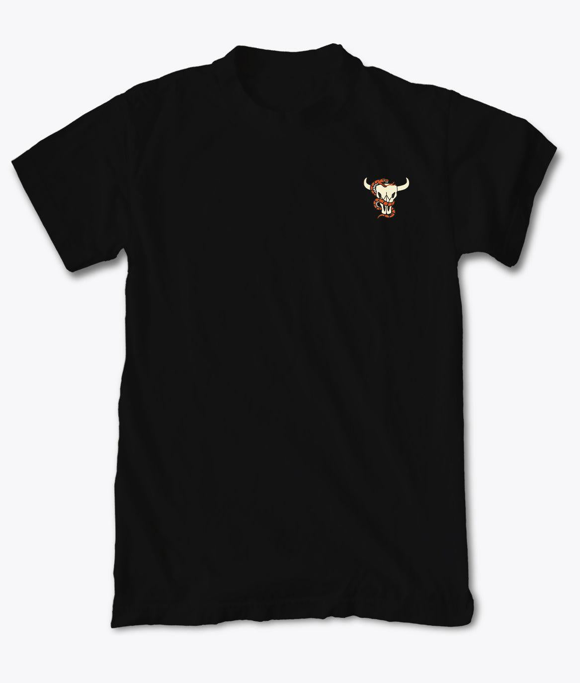 Bull Skull Snake Embroidered Mens T-Shirt - - Riot Society
