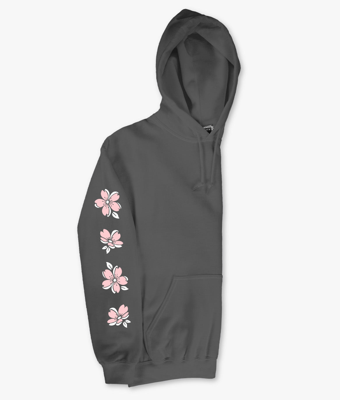 Koi Cherry Blossoms Wave Puff Womens Hoodie - Charcoal - - Riot Society