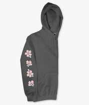 Koi Cherry Blossoms Wave Puff Womens Hoodie - Charcoal - - Riot Society