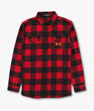 Native Buffalo Embroidered Mens Premium Yarn-Dyed Long Sleeve Flannel Shirt - - Riot Society