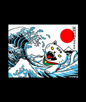 Sugee Kanji Great Wave Lucky Cat Boys Tee - Black - - Riot Society