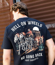 Skeleton Stagecoach Hell on Wheels Mens T-Shirt - - Riot Society