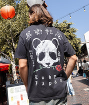 Panda Rose Distressed Premium Wash Mens T-Shirt - - Riot Society