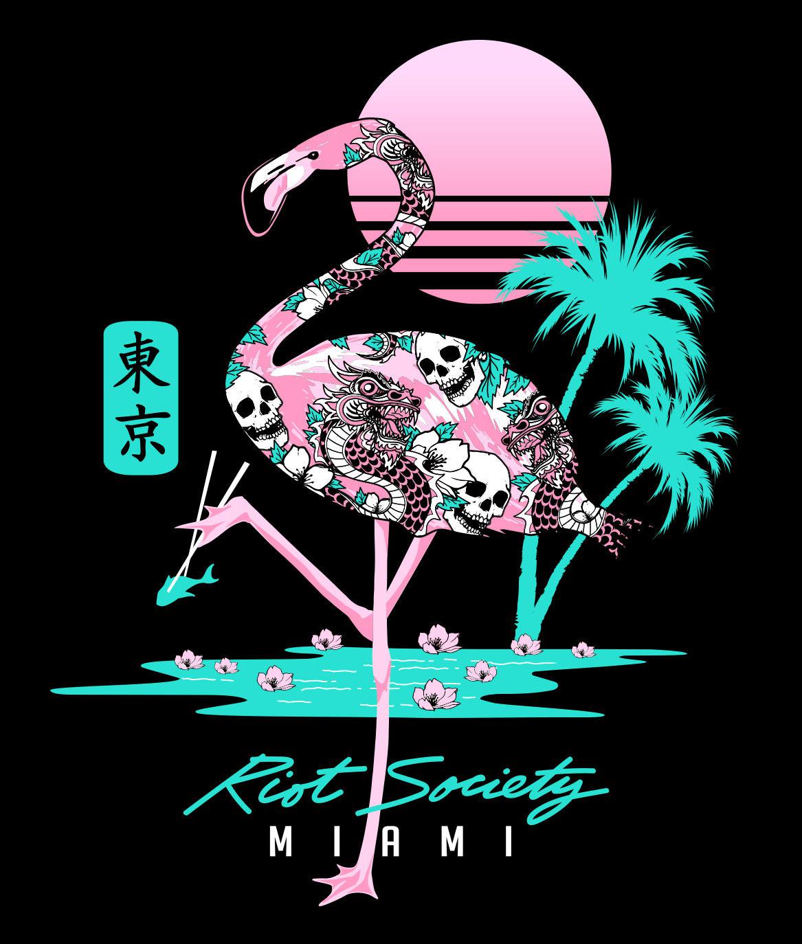 Flamingo Tattoo Kanji Mens T-shirt - - Riot Society