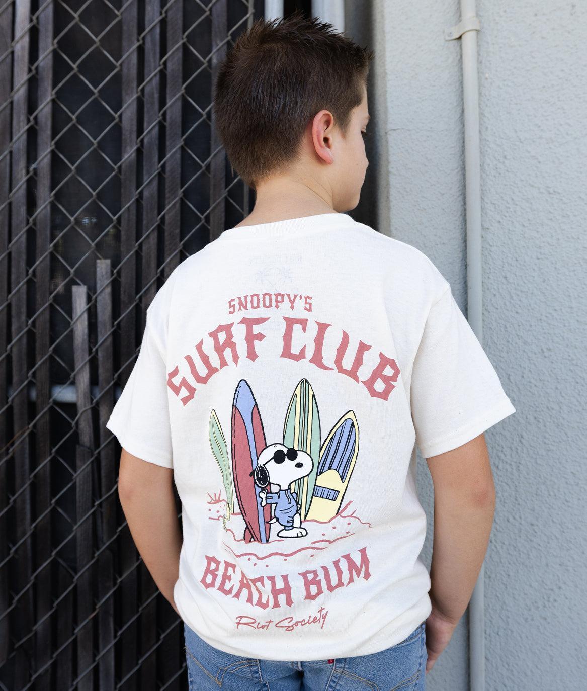 Peanuts Snoopy & Woodstock Surf Club Boys Tee - Natural - - Riot Society