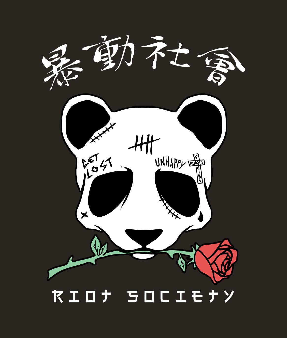 Panda Rose Skull Tattoo Mens Crewneck Sweatshirt - - Riot Society
