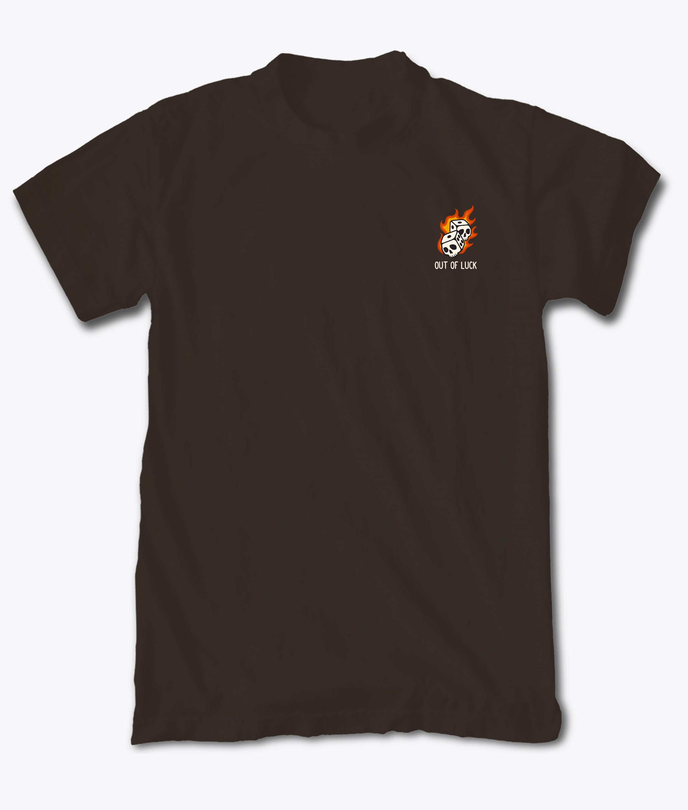 Out Of Luck Skull Dice Flames Embroidered Mens T-Shirt - - Riot Society