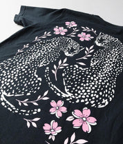 Leopard Cherry Blossoms Puff Boyfriend Tee - Black - - Riot Society