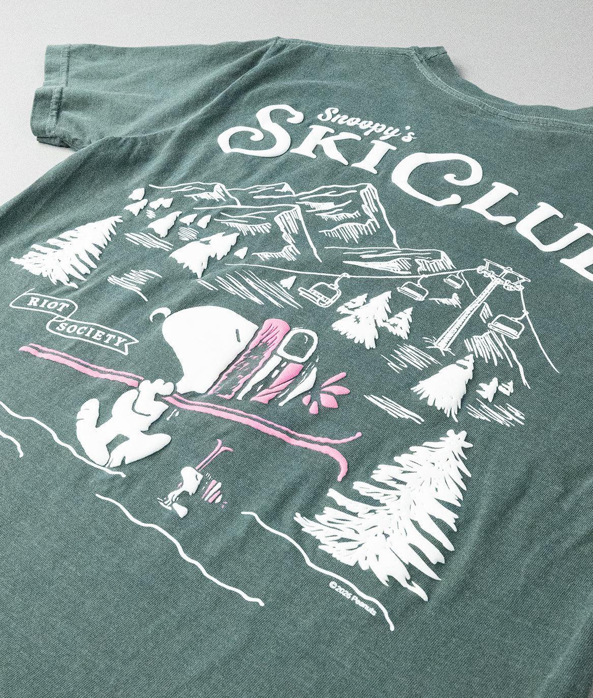 Peanuts Snoopy's Ski Club Puff Boyfriend Tee - Blue Spruce - - Riot Society