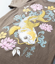 Koi Lotus Waves Puff Boyfriend Tee - Espresso - - Riot Society