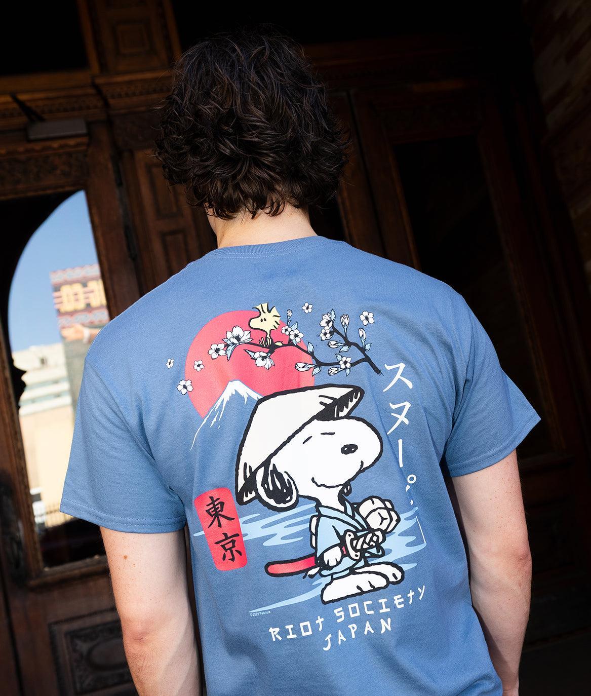 Peanuts Snoopy & Woodstock Samurai Mens T-Shirt - Indigo - - Riot Society