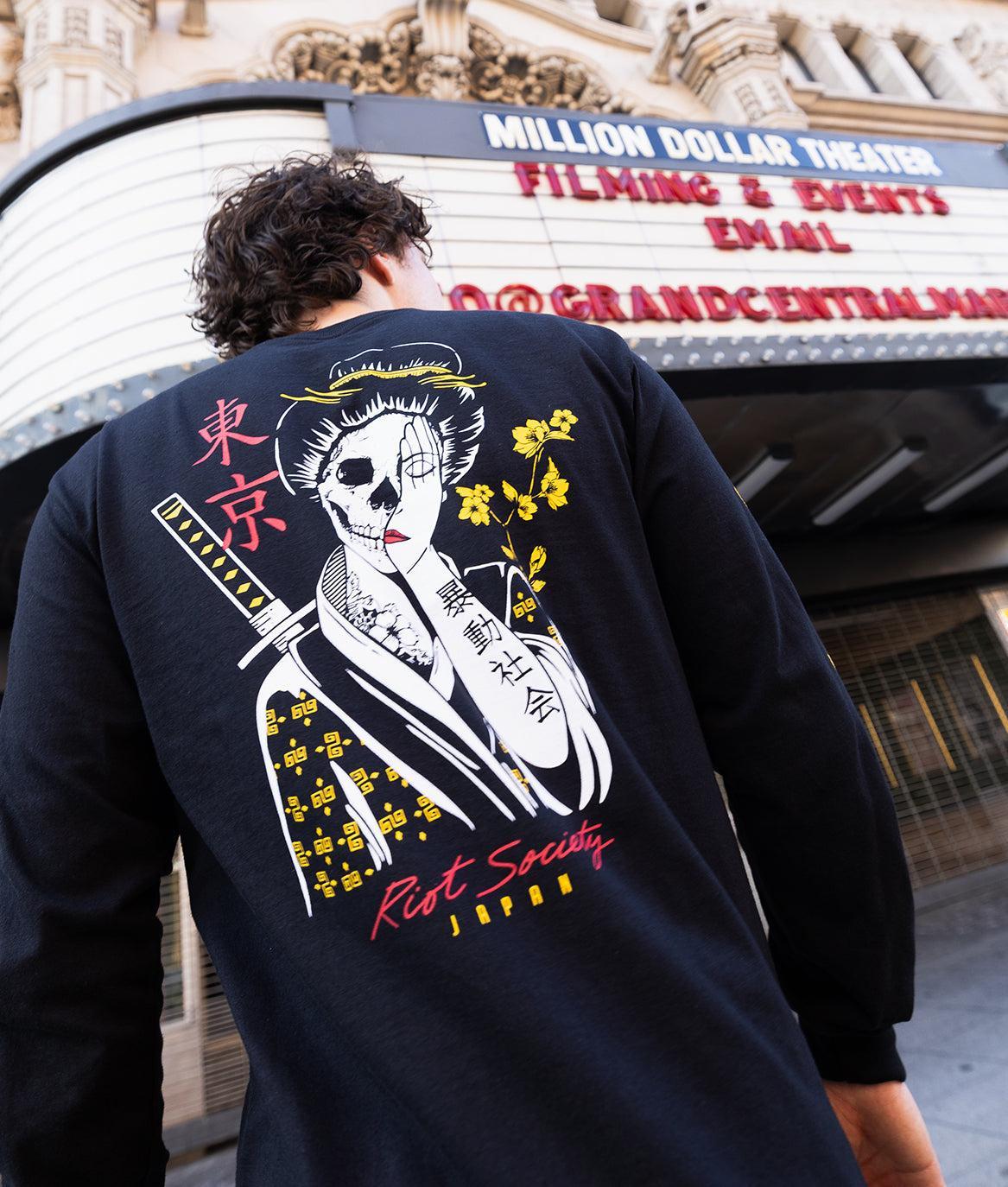 Geisha Shame Mens Long Sleeve T-Shirt - Black - - Riot Society