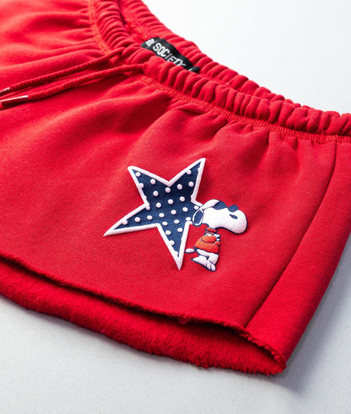 Peanuts Snoopy USA Womens Puff Shorts - Red - - Riot Society