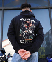 Wild As Hell Cowboy Skeleton Mens Hoodie - - Riot Society