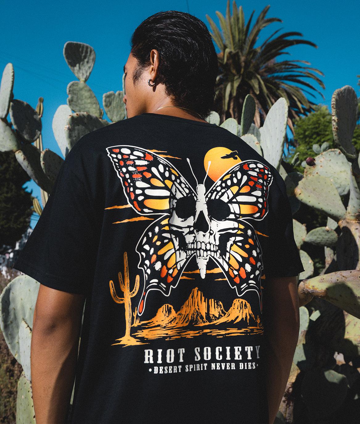 Western Reaper Butterfly Skull Mens T-Shirt - - Riot Society