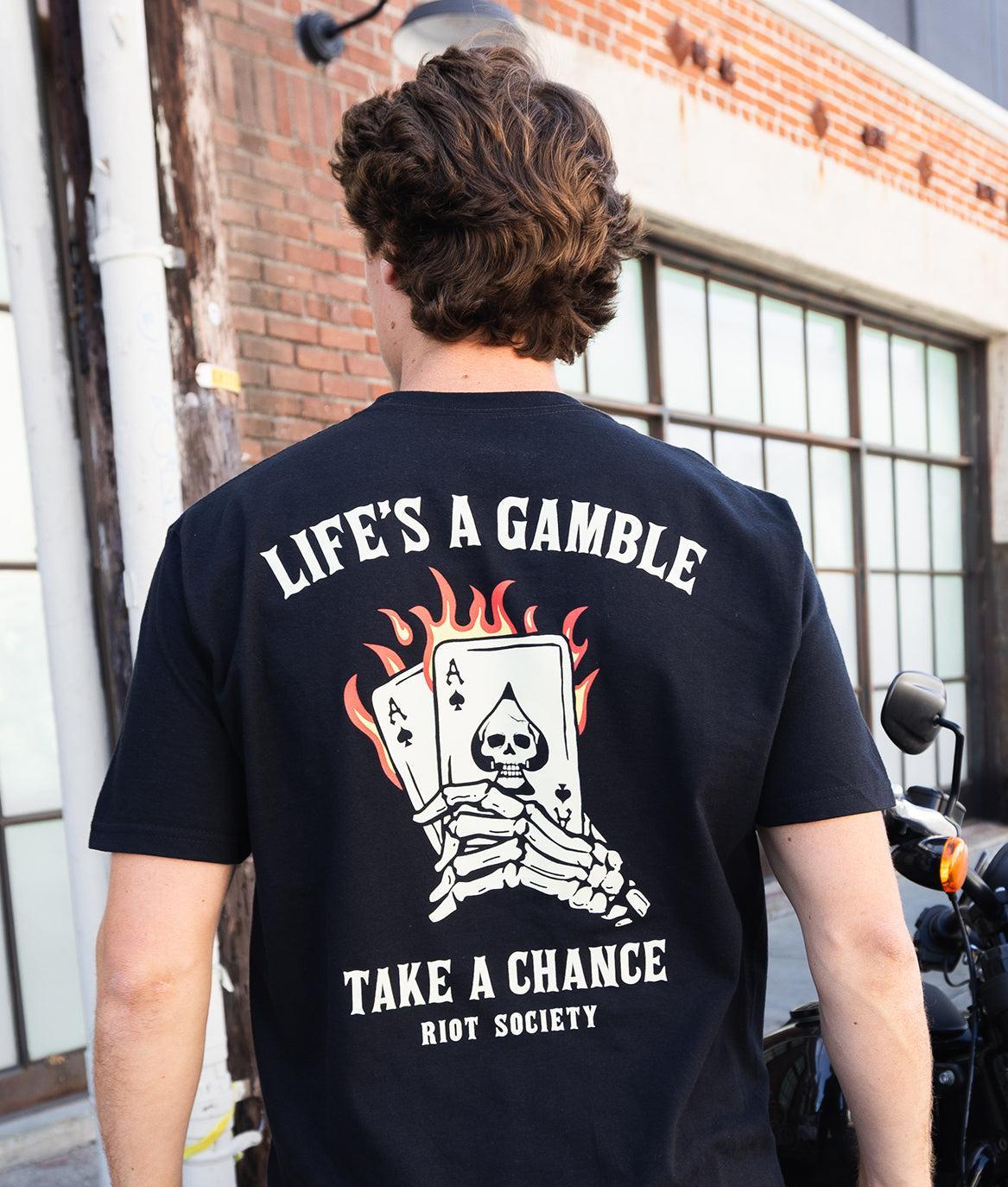 Life's a Gamble Burning Cards Mens T-Shirt - - Riot Society