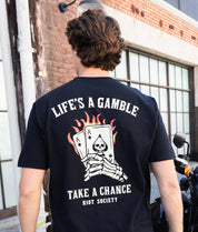 Life's a Gamble Burning Cards Mens T-Shirt - - Riot Society