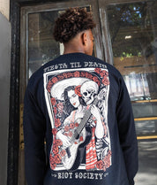 Fiesta Til Death Poster Mens Long Sleeve T-Shirt - Black - - Riot Society
