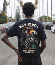 Wild As Hell Cowboy Skeleton Mens T-Shirt - - Riot Society