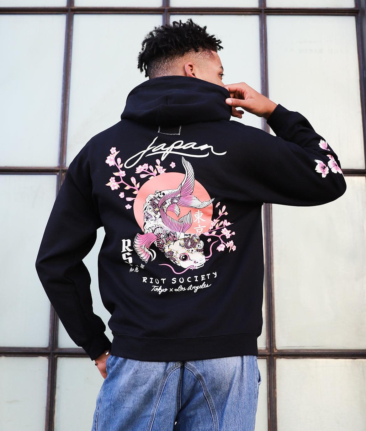 Japan Koi Tattoo Blossom Mens Hoodie - - Riot Society