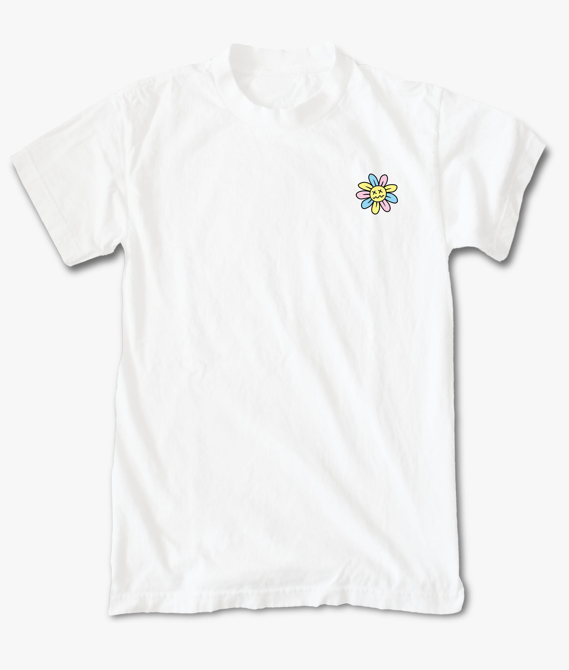 Woozy Face Flower Embroidered Mens T-Shirt - - Riot Society