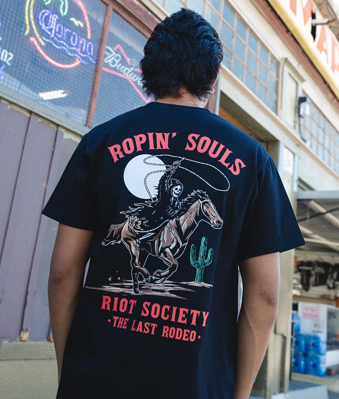 Rodeo Reaper Ropin' Souls Mens T-Shirt - - Riot Society