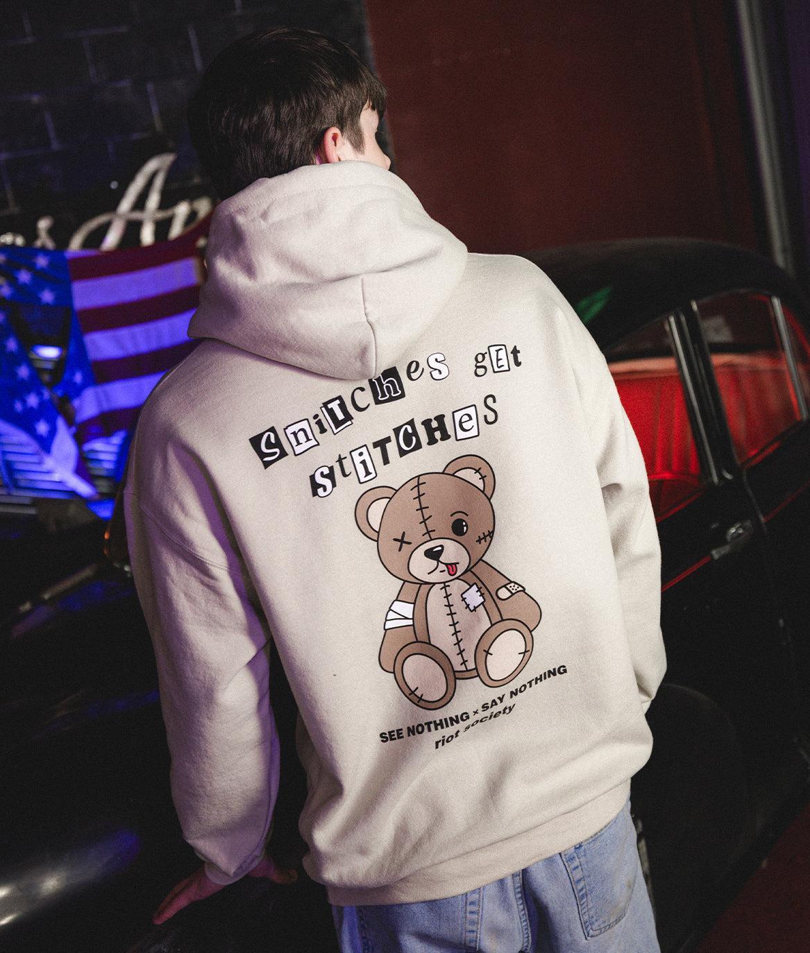 Snitches Get Stitches Teddy Mens Hoodie - - Riot Society