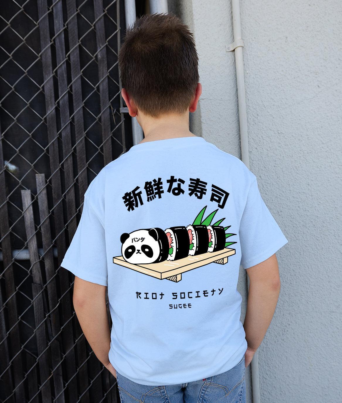 Sugee Panda Sushi Boys Tee - Light Blue - - Riot Society