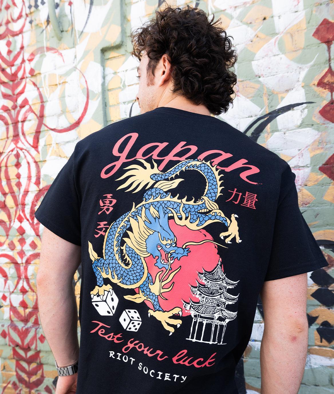 Japan Test Your Luck Dragon Mens T-Shirt - - Riot Society