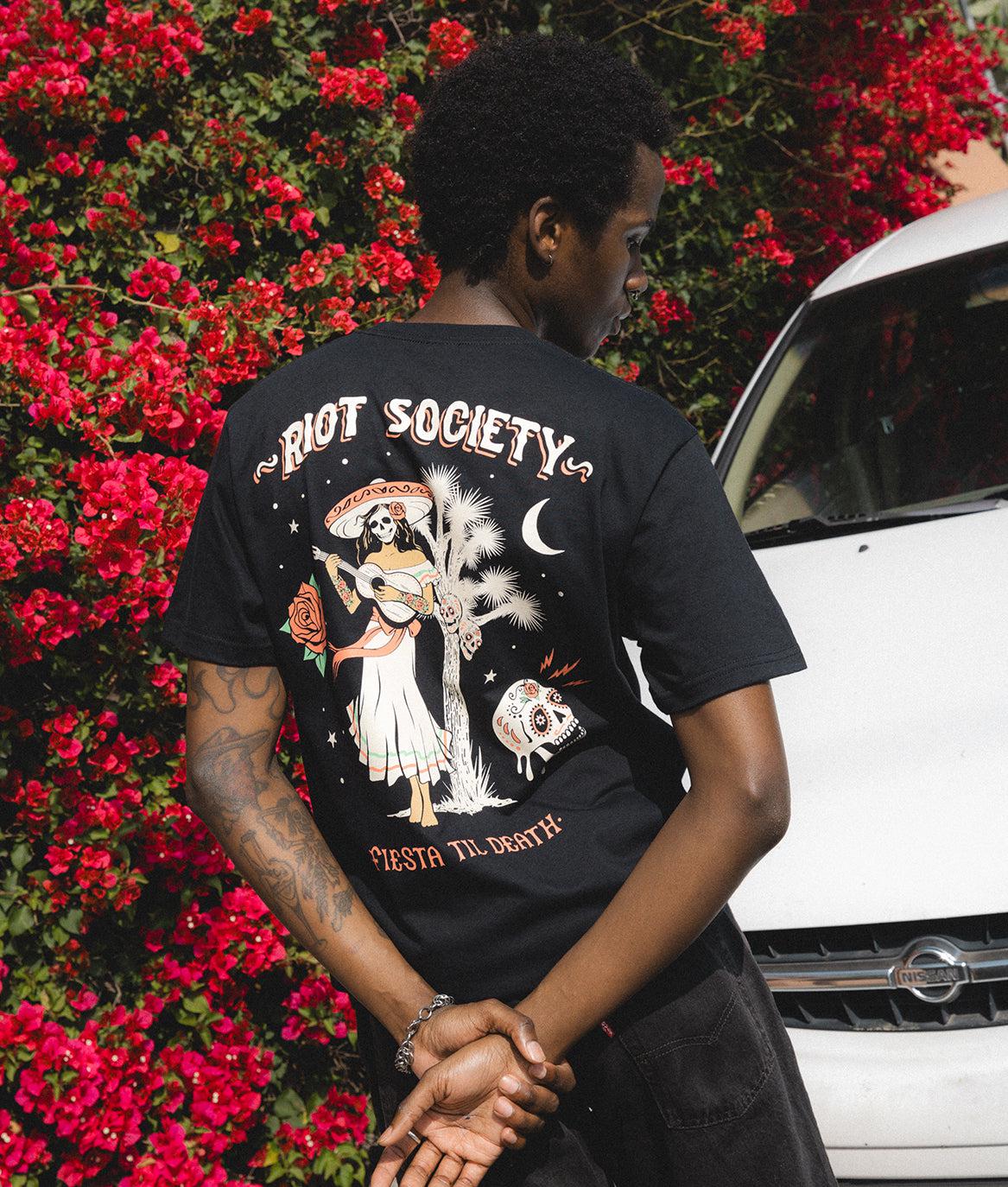 Fiesta Til Death Skull Mens T-Shirt - - Riot Society