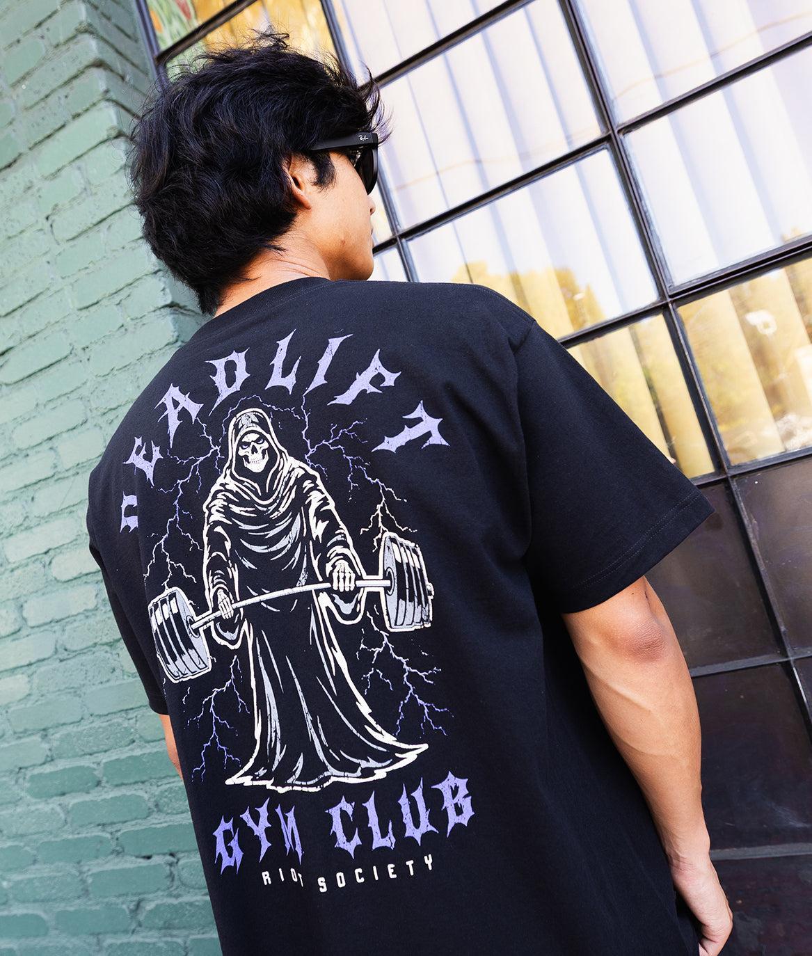 Reaper Deadlift Gym Club Heavyweight Boxy Mens T-Shirt - Jet Black - - Riot Society