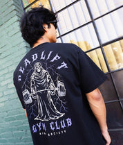 Reaper Deadlift Gym Club Heavyweight Boxy Mens T-Shirt - Jet Black - - Riot Society