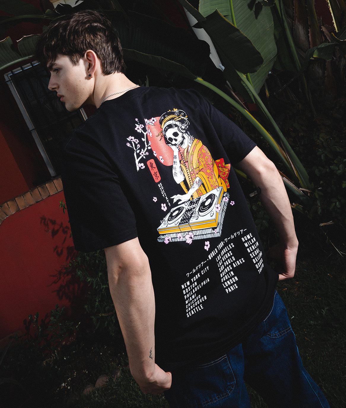 Geisha DJ World Tour Mens T-Shirt - - Riot Society