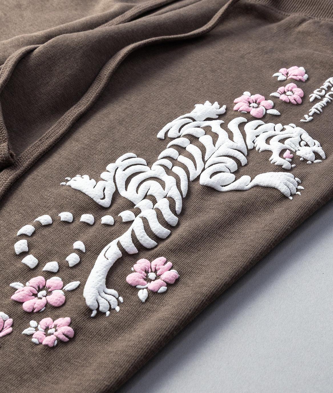 Tiger Cherry Blossoms Puff Womens Sweatpants - Brown - - Riot Society