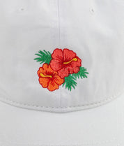 Hibiscus Embroidered Dad Hat - White - - Riot Society
