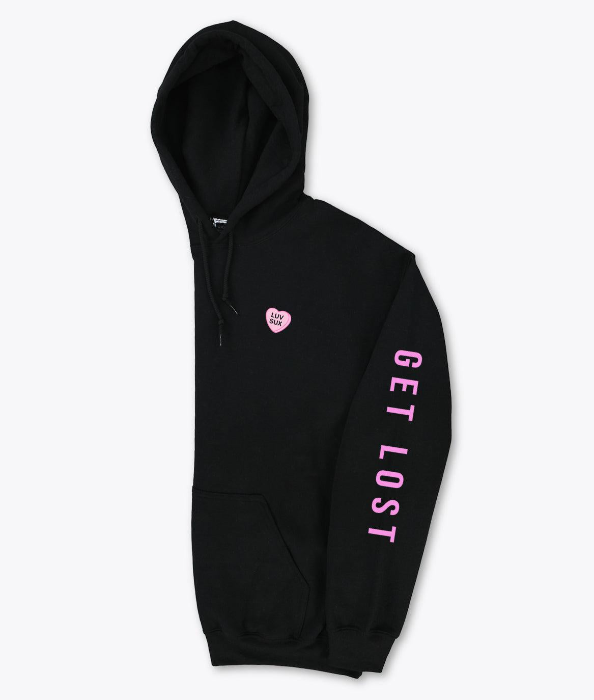 Luv Sux Candy Heart Embroidered Womens Hoodie Sale - - Riot Society