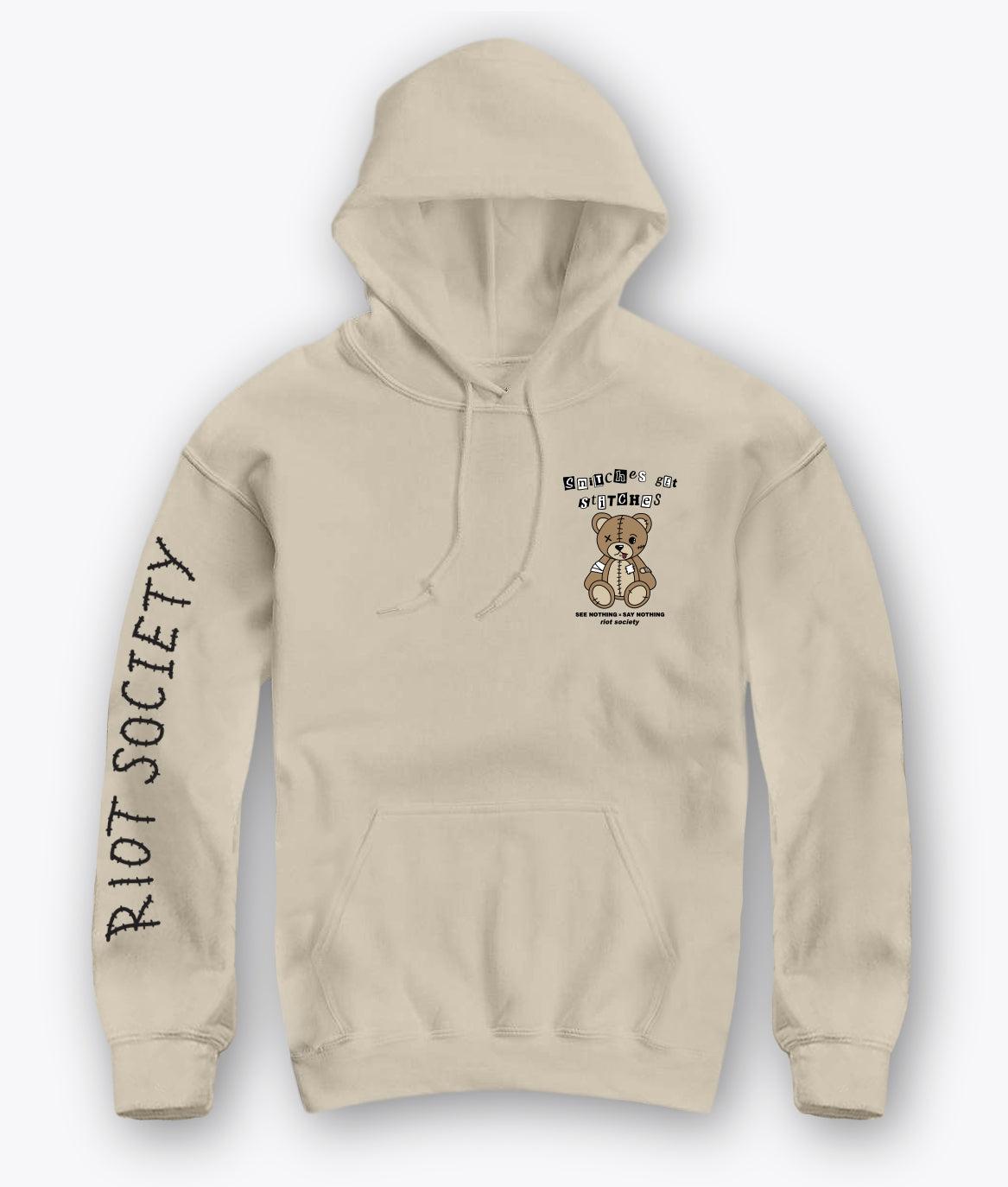 Snitches Get Stitches Teddy Mens Hoodie - - Riot Society
