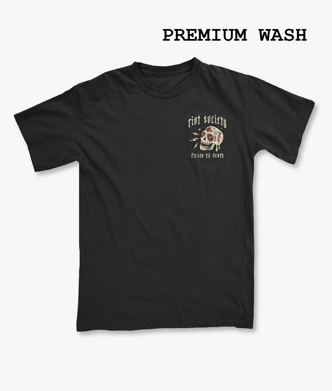 Fiesta Til Death Skull Distressed Mens T-Shirt - - Riot Society