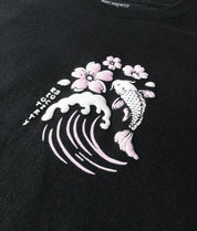 Koi Cherry Blossoms Wave Girls Tee - Black - - Riot Society