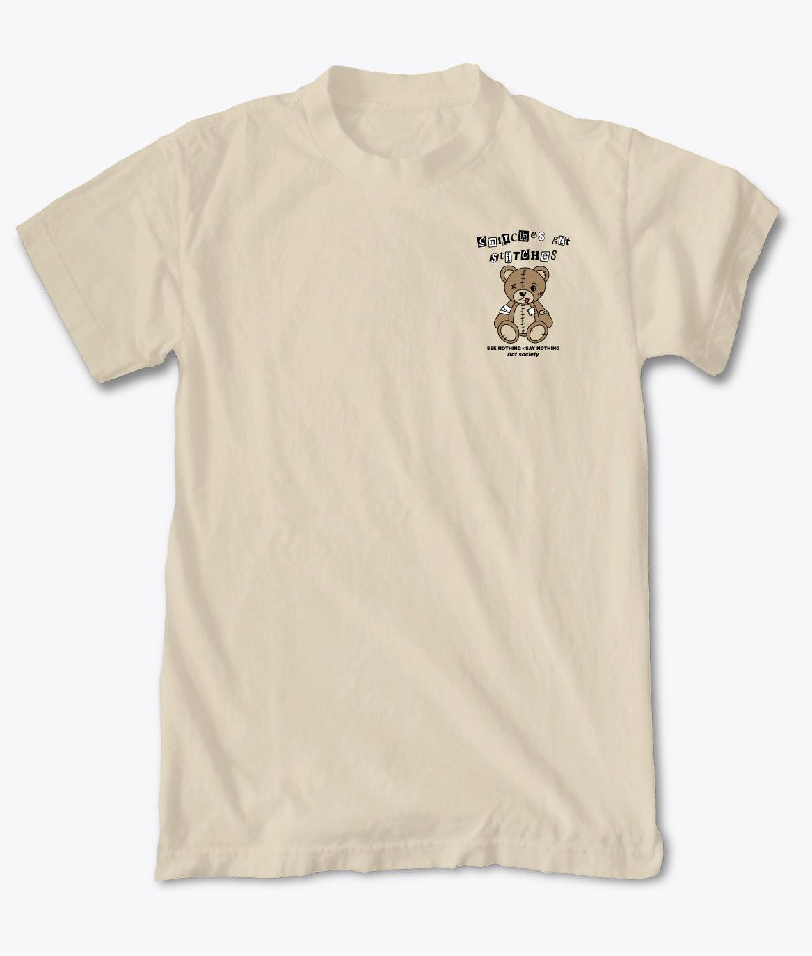 Snitches Get Stitches Teddy Mens T-Shirt - - Riot Society
