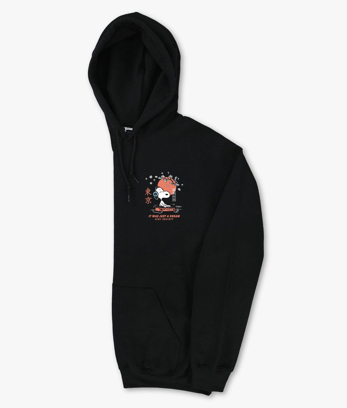 Peanuts Snoopy Japan DJ Womens Hoodie - Black - - Riot Society
