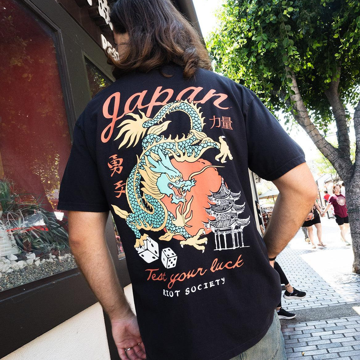Japan Test Your Luck Dragon Puff Premium Wash Mens T-Shirt - - Riot Society