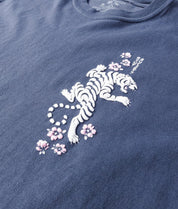 Tiger Cherry Blossoms Puff Boyfriend Tee - Navy - - Riot Society