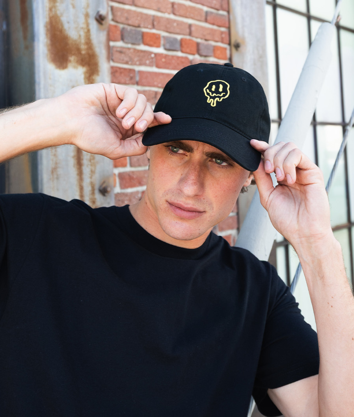 Happy Face Drip Embroidered Dad Hat - - Riot Society