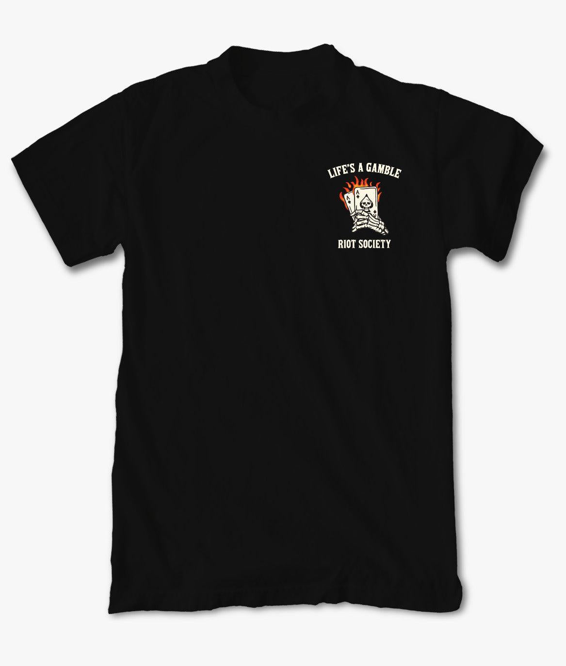 Life's a Gamble Burning Cards Mens T-Shirt - - Riot Society