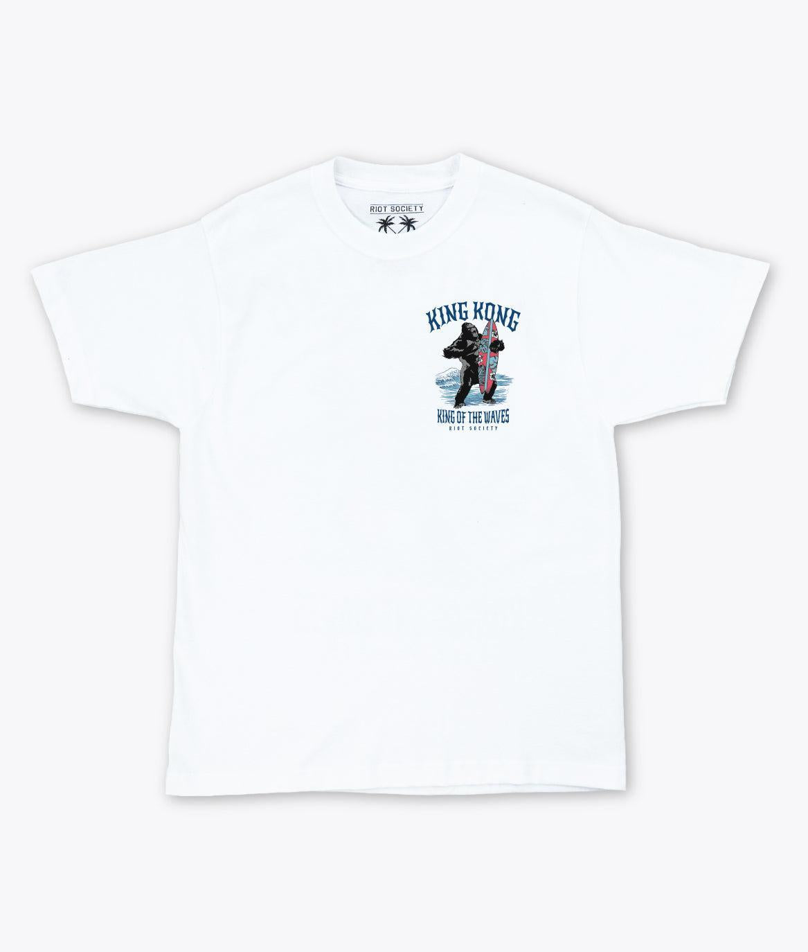 King Kong King of the Waves Heavyweight Boxy Mens T-Shirt - White - - Riot Society